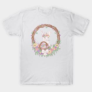 Easter Bunny Floral Wreath T-Shirt